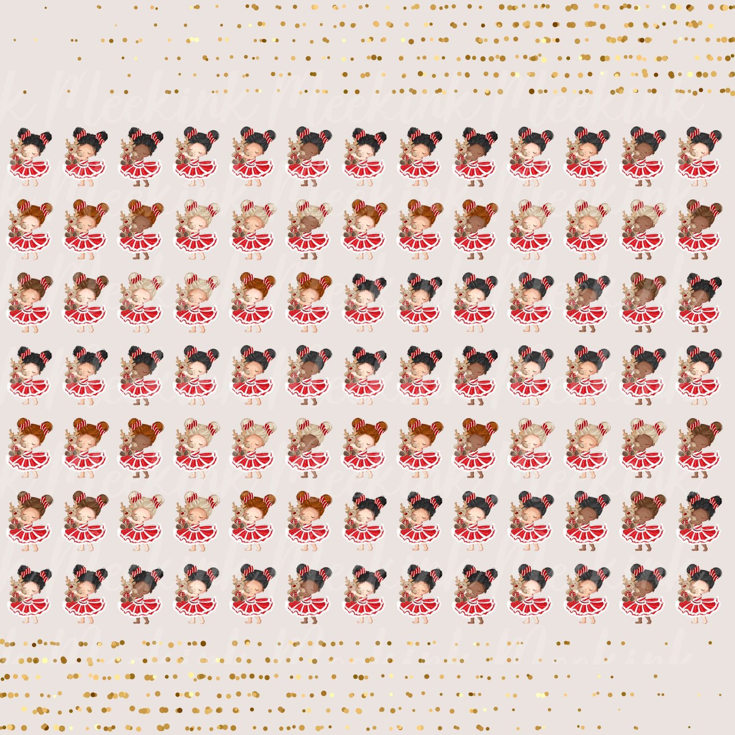 Christmas Reindeer Girls Hair Bow A4 DTF Decals