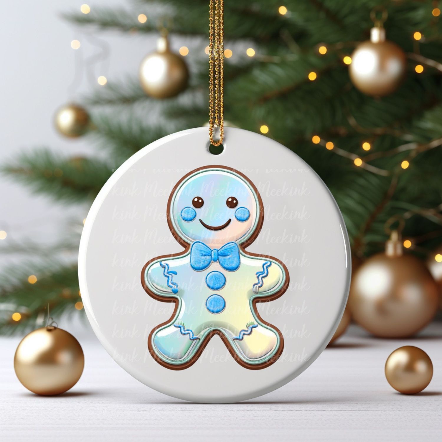Gingerbread Blue UVDTF or DTF Decal