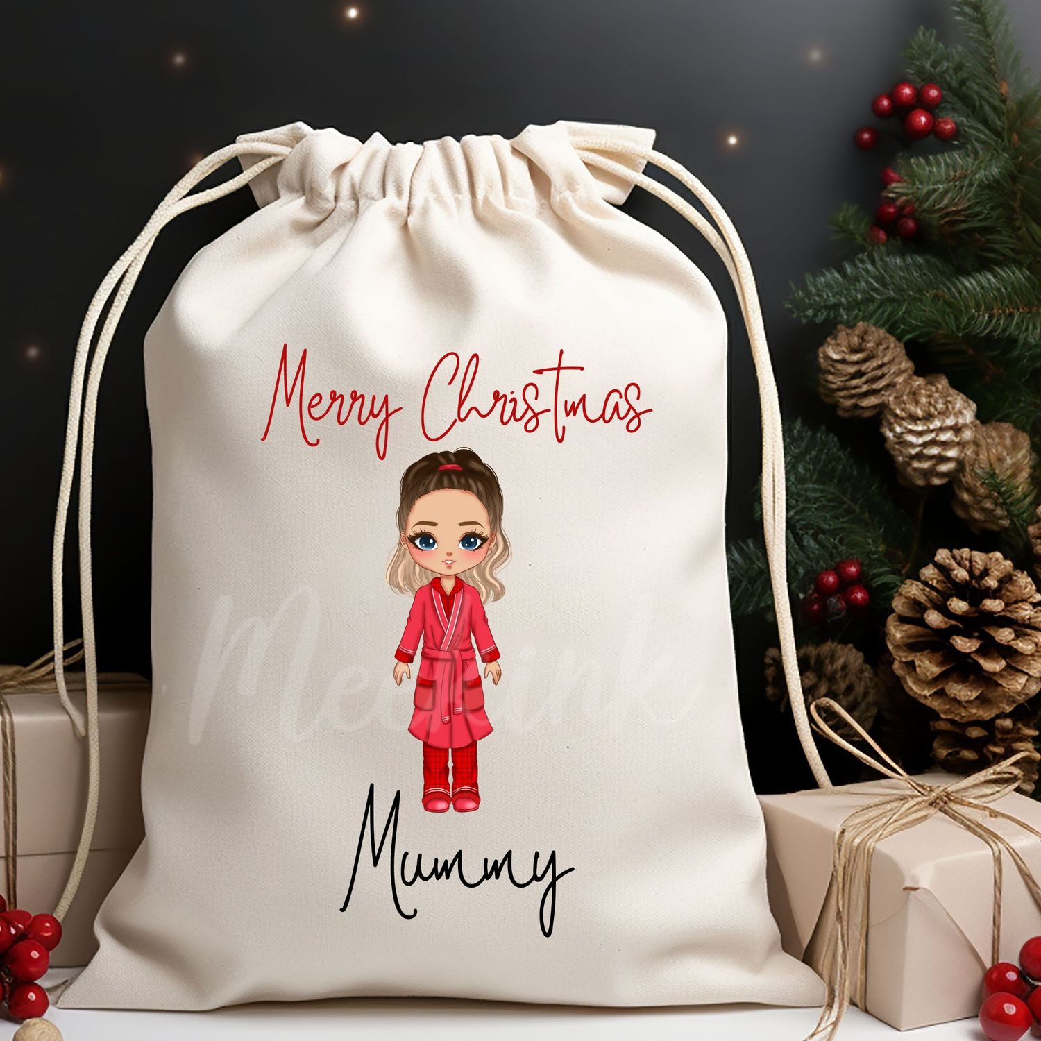 Christmas Mum in Pjs Doll DTF Decal