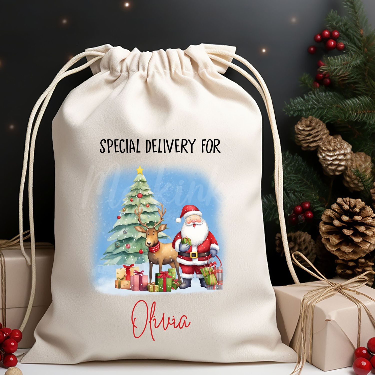 Santa &amp; Reindeer DTF Decal
