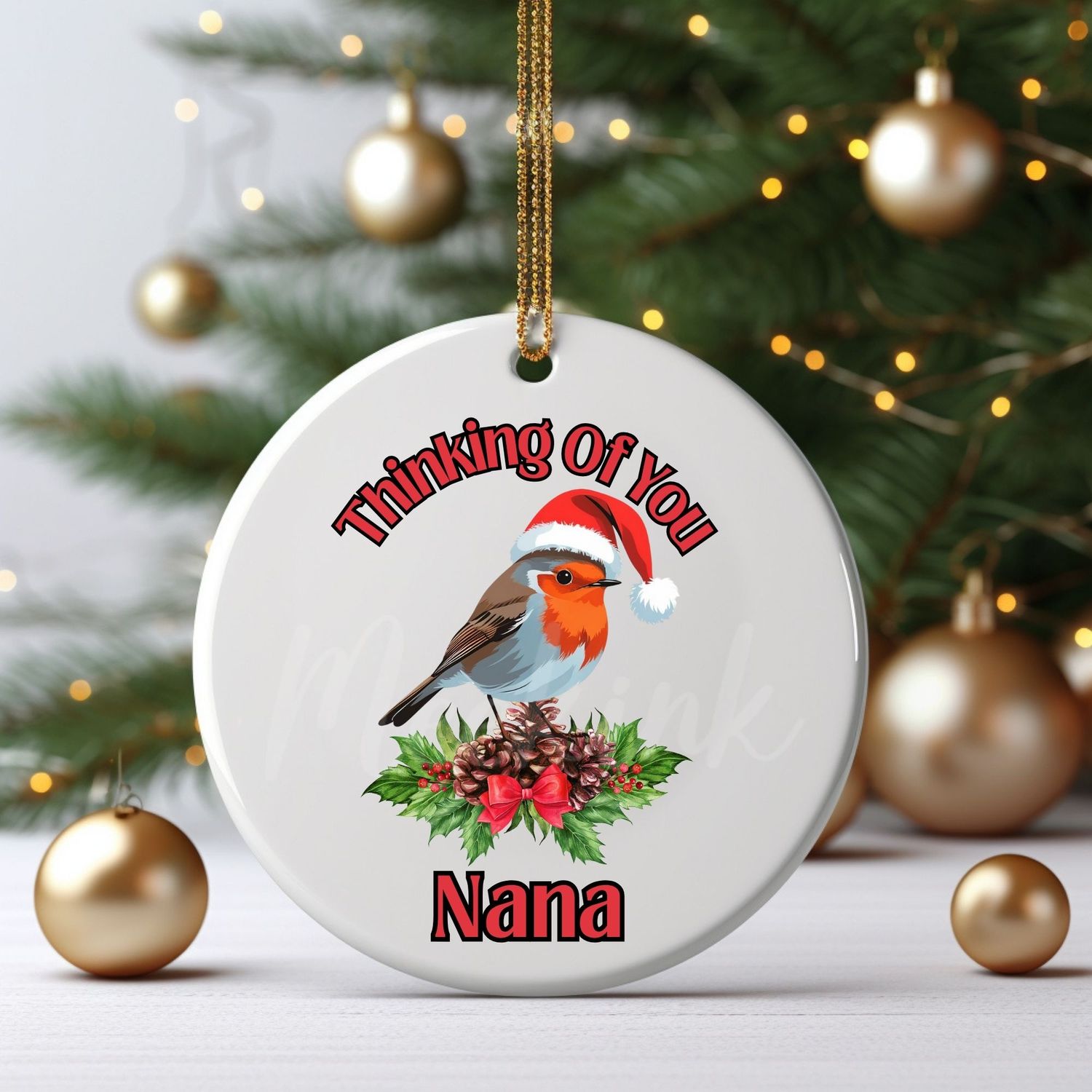 Memorial Santa Hat Robin Thinking Of You UVDTF or DTF Decal