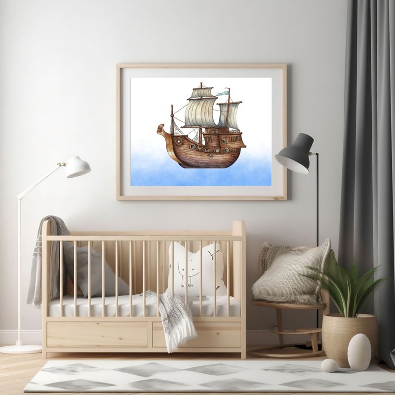 Pirate Ship Nursery Bedroom Decor Print