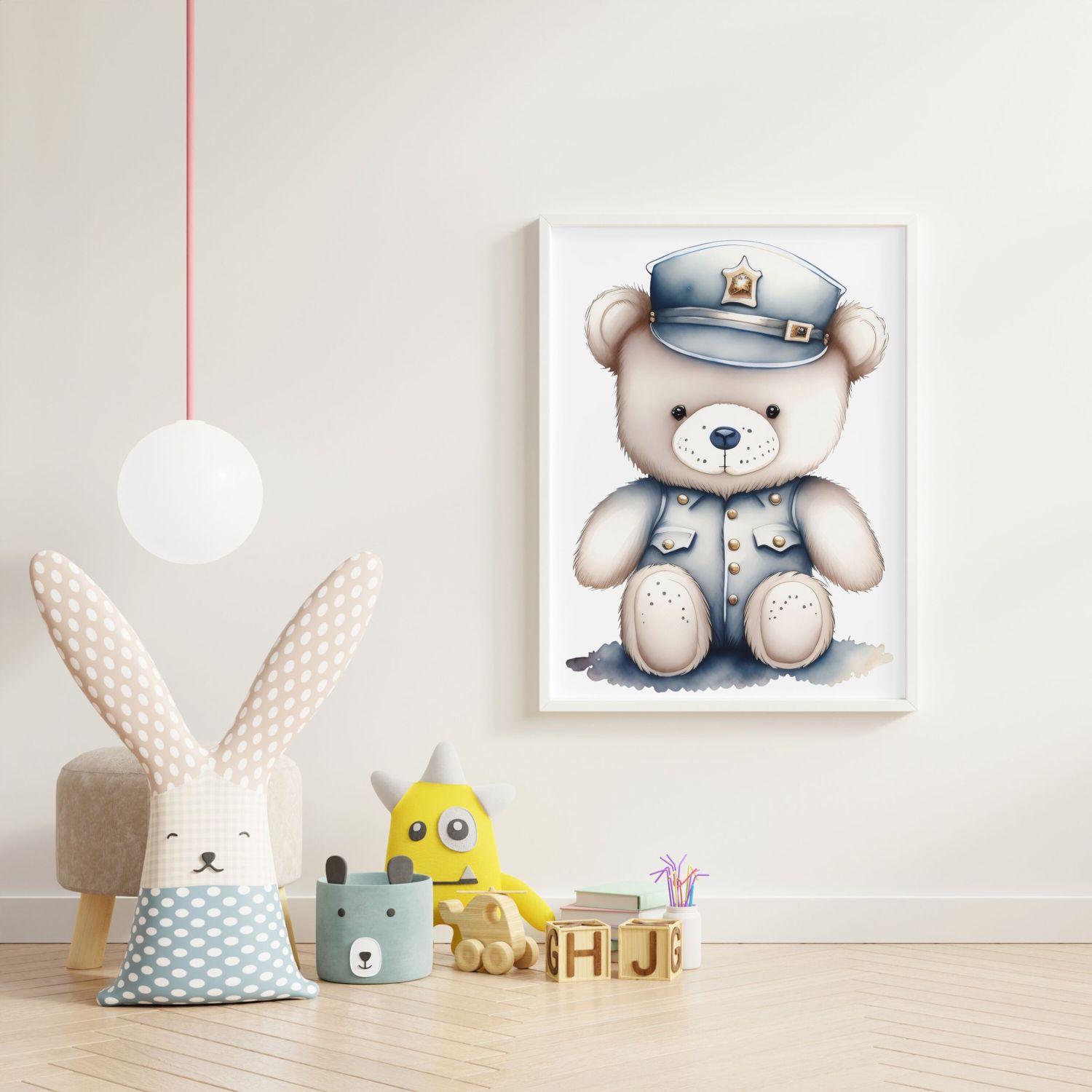 Policeman Ted Nursery Bedroom Decor Print