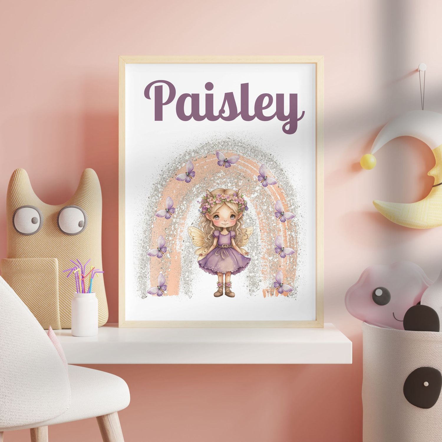 Fairy Rainbow Nursery Bedroom Decor Print