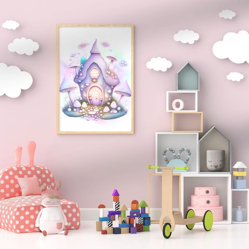 Pastel Fairy House Nursery Bedroom Decor Print