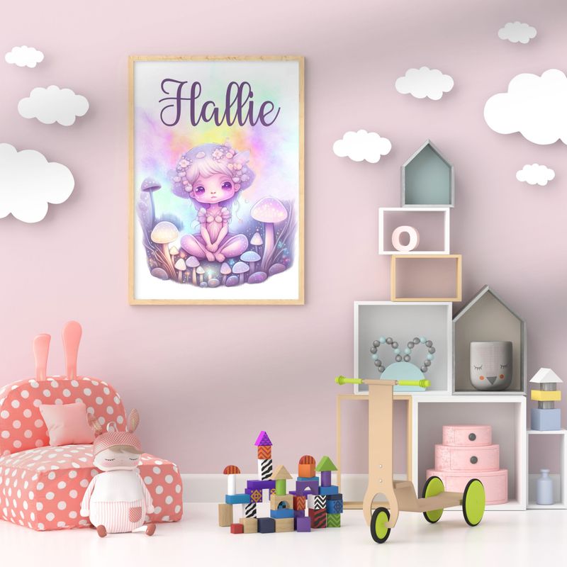 Pastel Fairy Toadstool Nursery Bedroom Decor Print