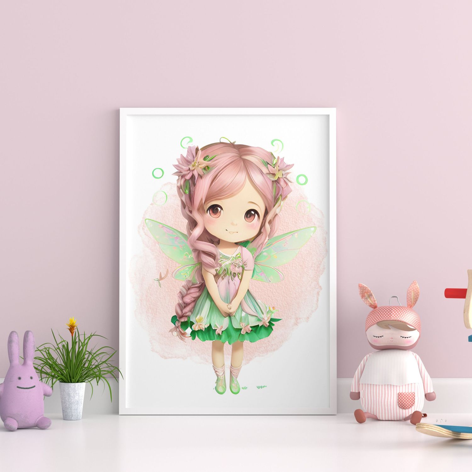 Little Fairy Girl Nursery Bedroom Decor Print