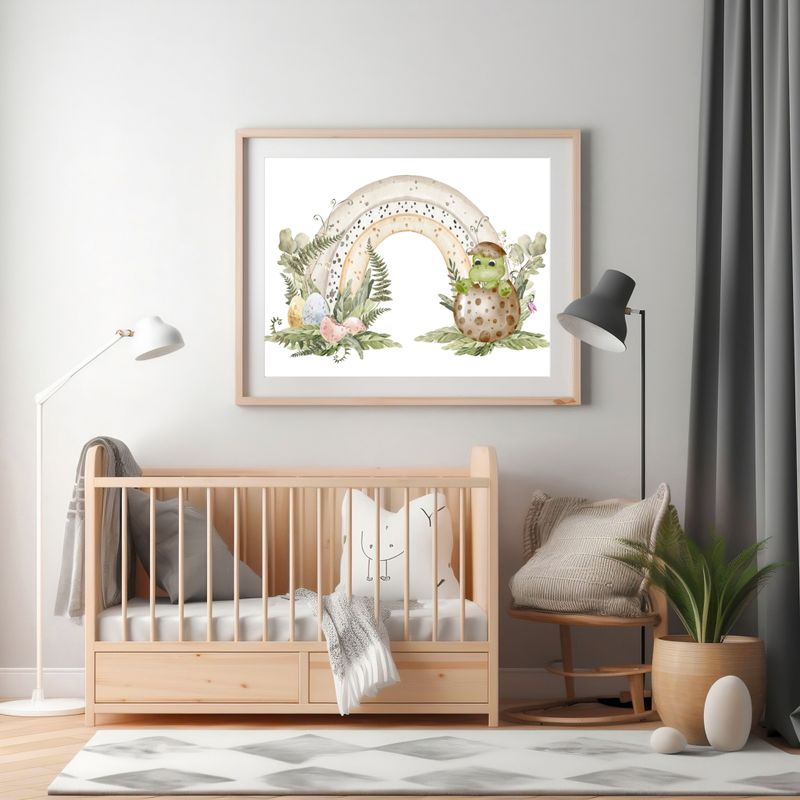 Baby Dino Rainbow Nursery Bedroom Decor Print