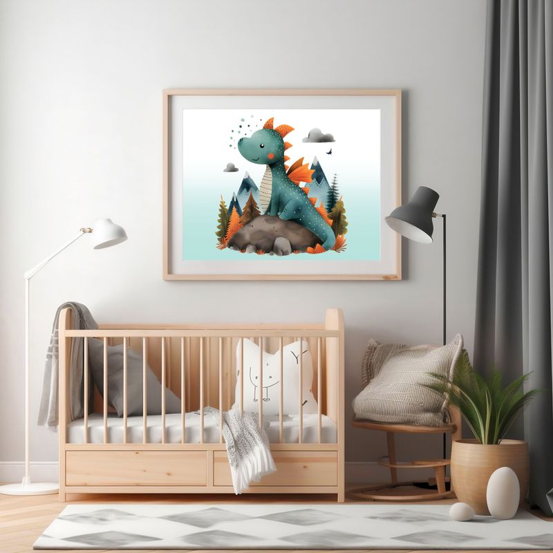 Dino Rock Nursery Bedroom Decor Print