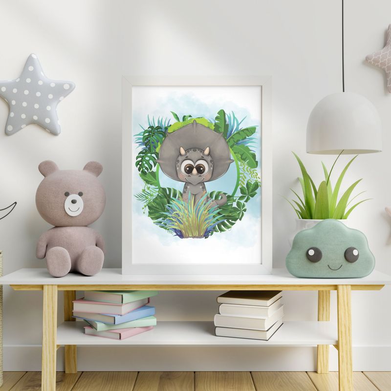 Triceratops Nursery Bedroom Decor Print