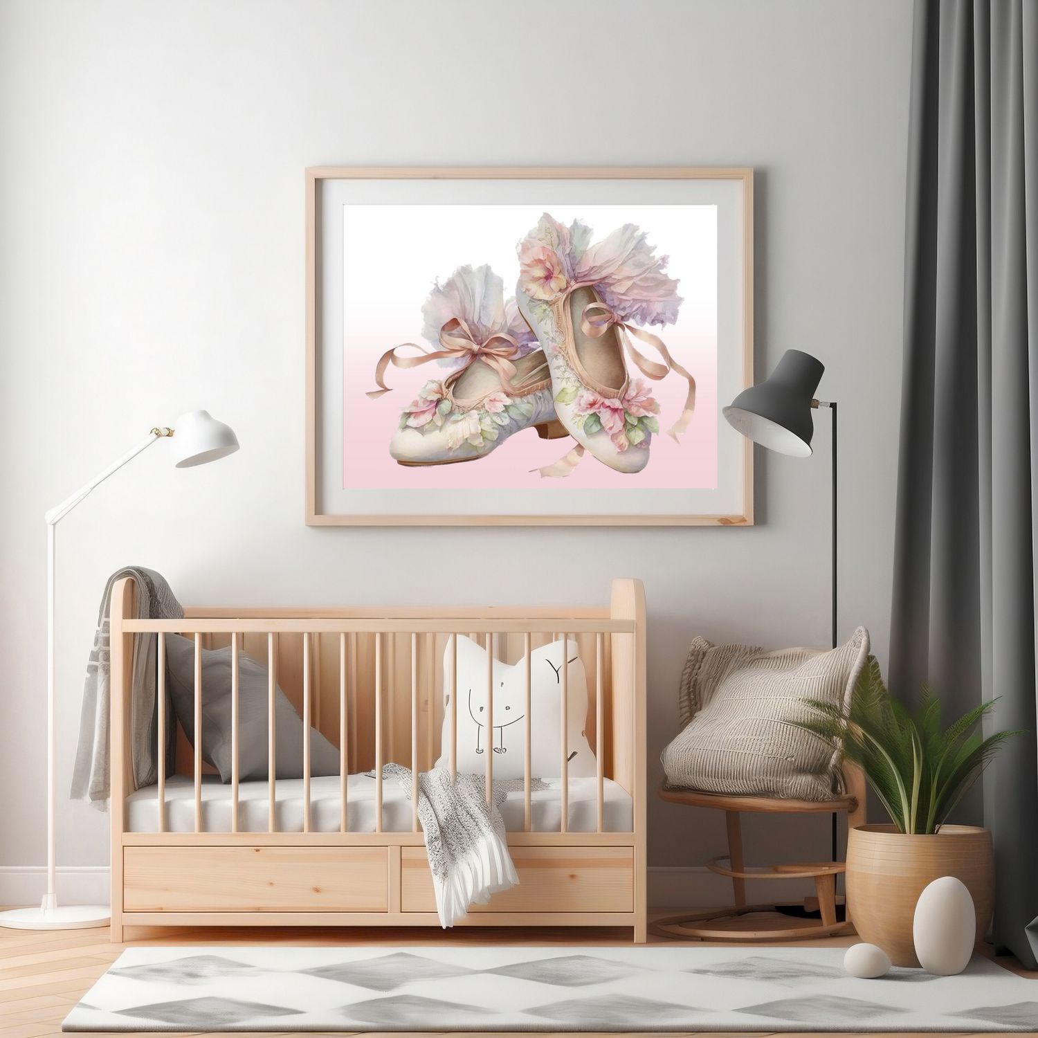 Floral Ballet Nursery Bedroom Decor Print
