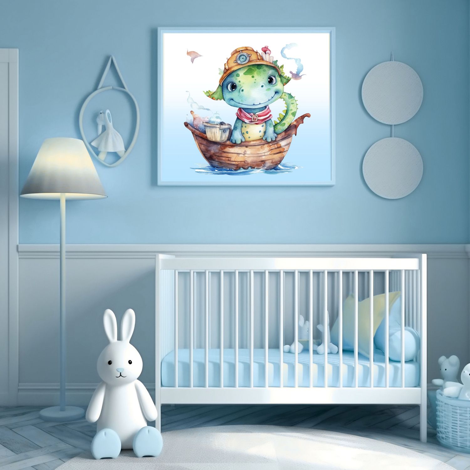 Pirate Dinosaur Nursery Bedroom Decor Print