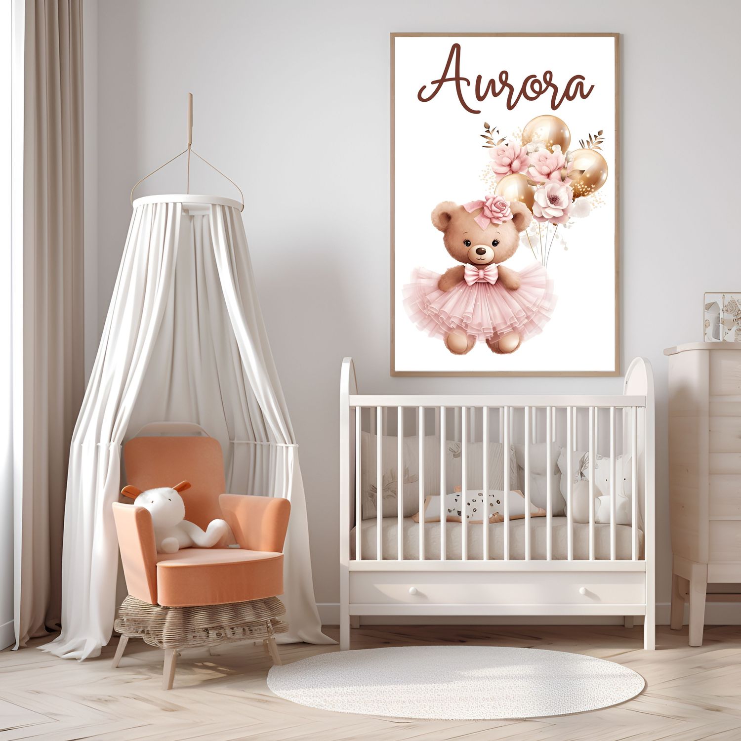 Teddy Tutu Nursery Bedroom Decor Print
