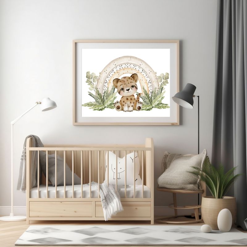 Cute Cheetah Rainbow Nursery Bedroom Decor Print