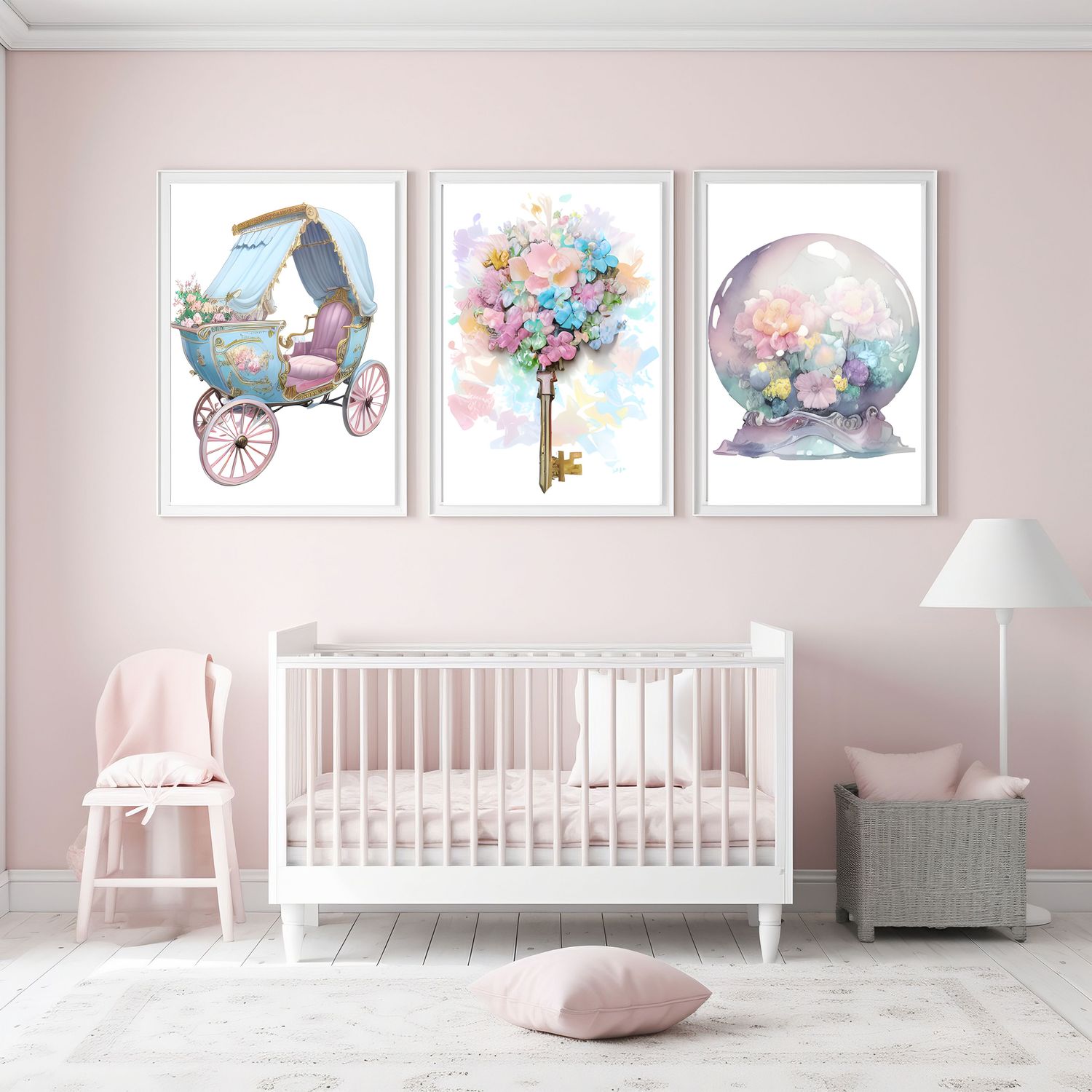 Pretty Floral Set x3 Nursery Bedroom Decor Print