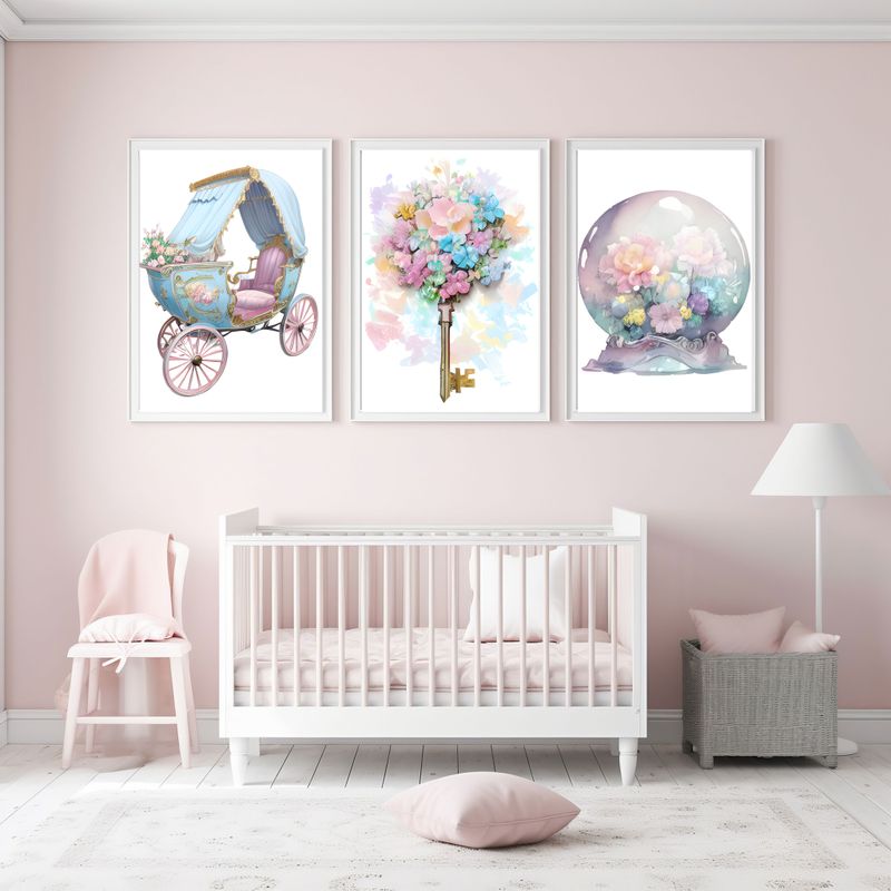 Pretty Floral Set x3 Nursery Bedroom Decor Print