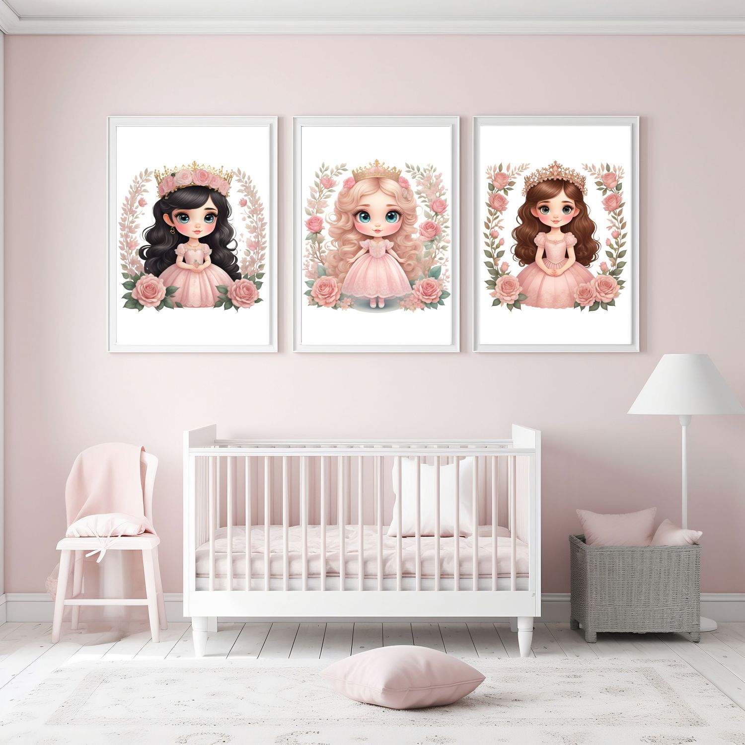 Pretty Princess Set x3 Nursery Bedroom Decor Print