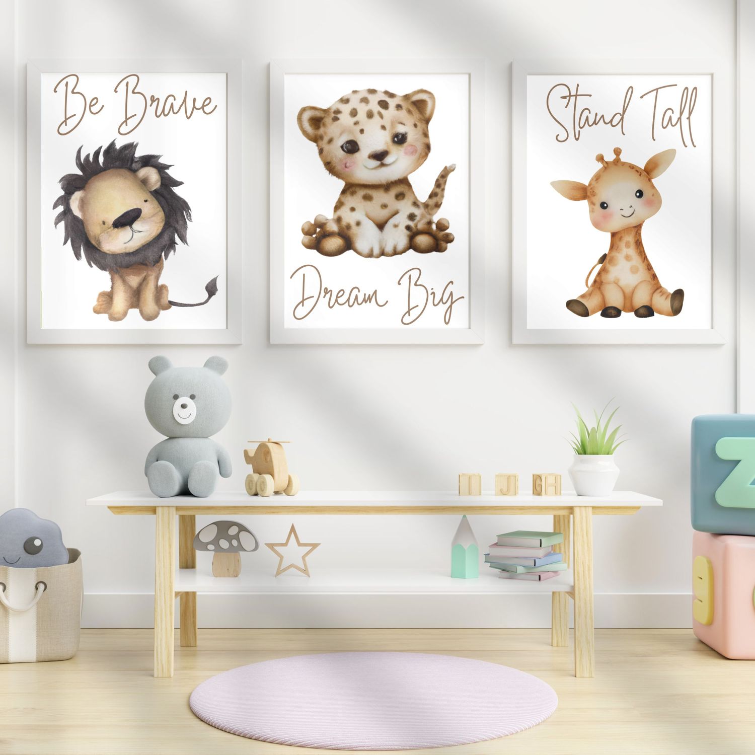 Safari Set x3 Nursery Bedroom Decor Print