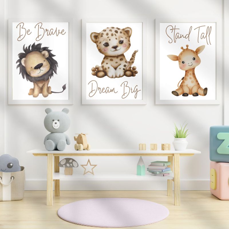 Safari Set x3 Nursery Bedroom Decor Print