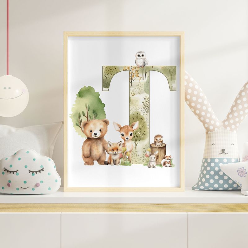 Woodland Animals Alphabet Nursery Bedroom Decor Print