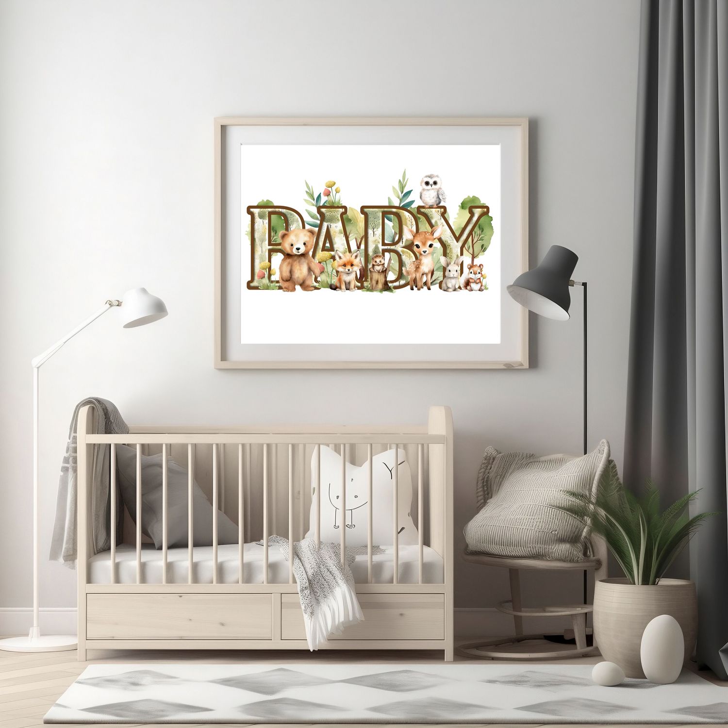 Woodland BABY Nursery Bedroom Decor Print