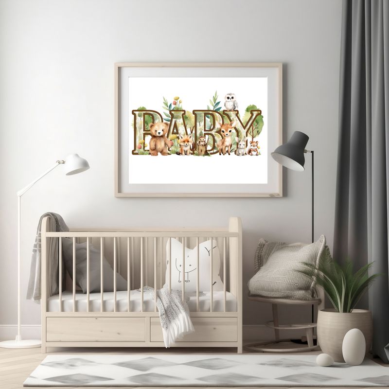 Woodland BABY Nursery Bedroom Decor Print