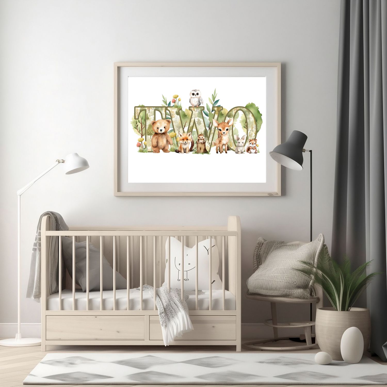 Woodland TWO Nursery Bedroom Decor Print