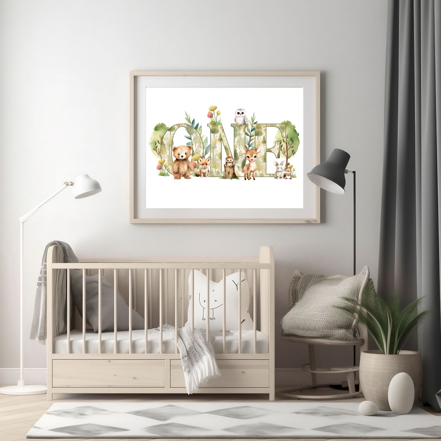 Woodland ONE Nursery Bedroom Decor Print