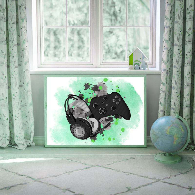 Gamer Green Nursery Bedroom Decor Print