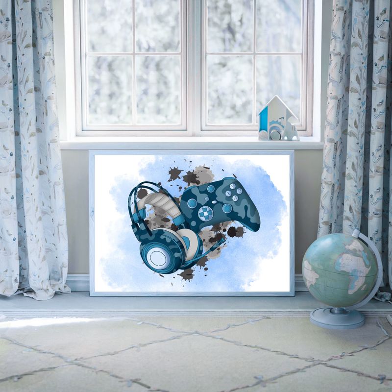 Gamer Blue 1 Nursery Bedroom Decor Print