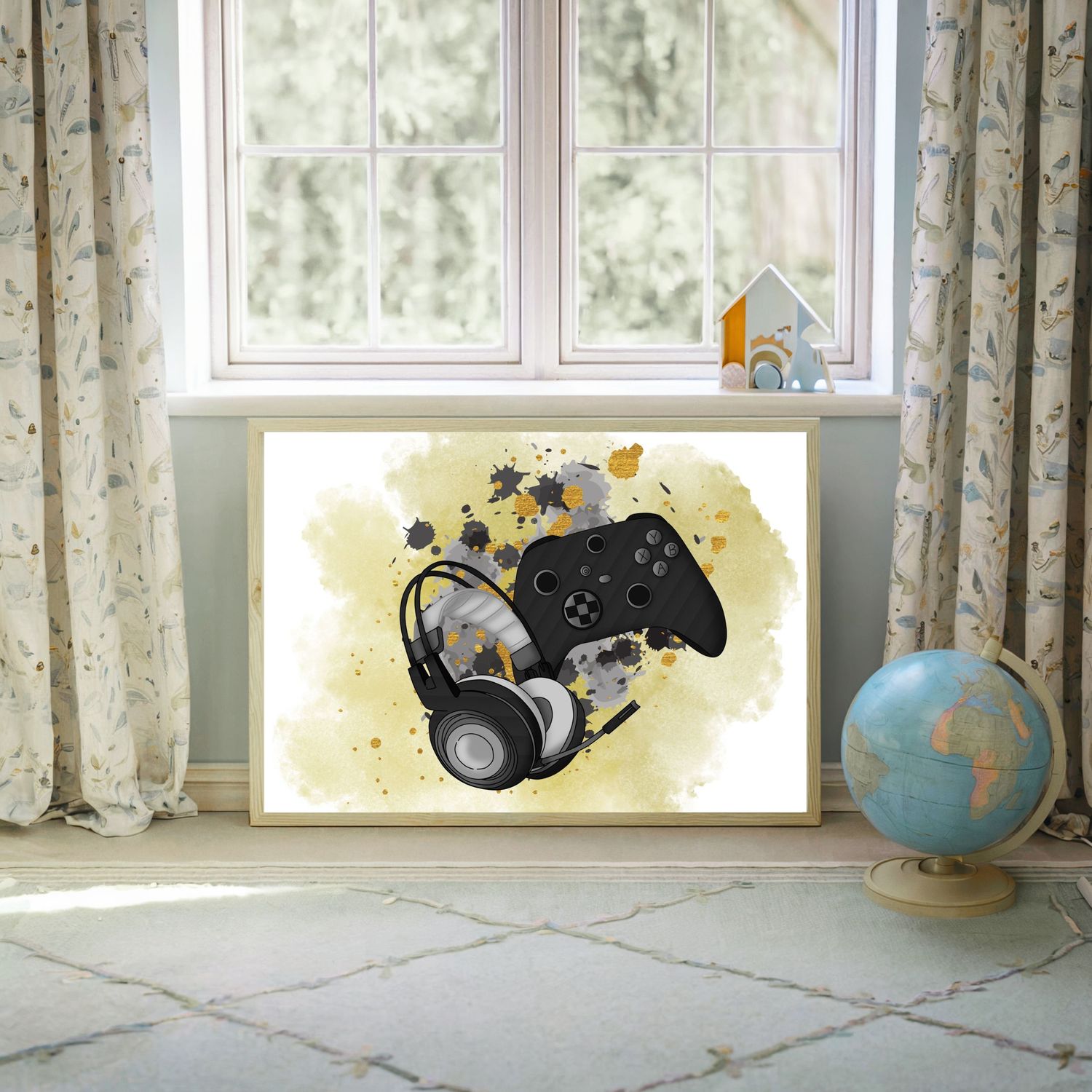 Gamer Yellow Nursery Bedroom Decor Print