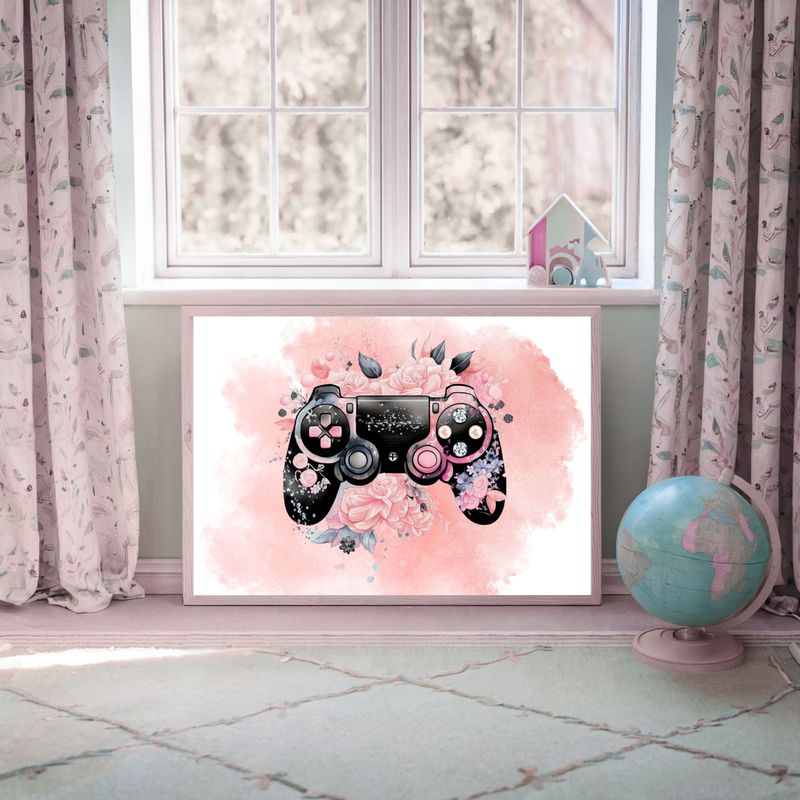 Gamer Coral Nursery Bedroom Decor Print
