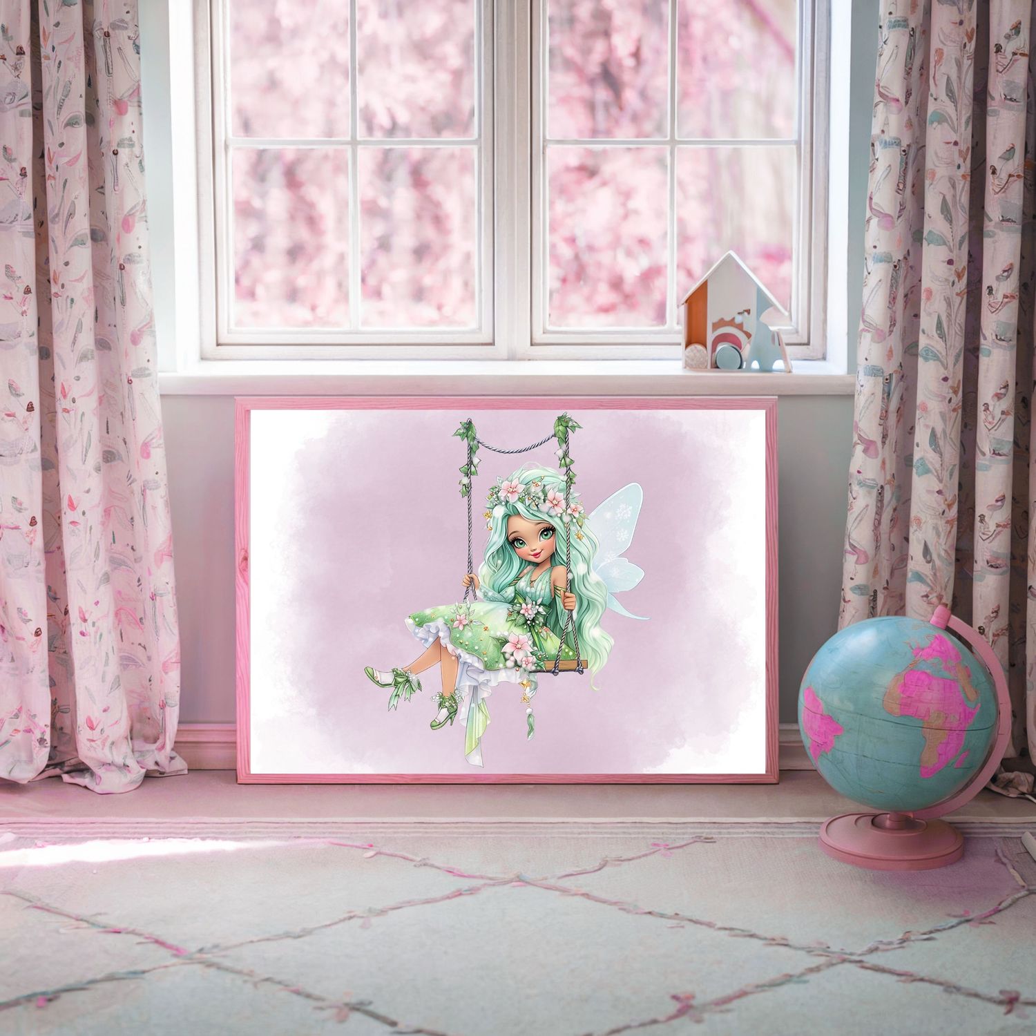 Fairy On A Swing 4 Nursery Bedroom Decor Print