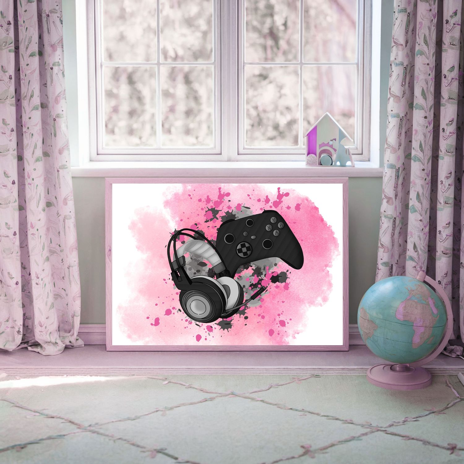 Gamer Pink 1 Nursery Bedroom Decor Print
