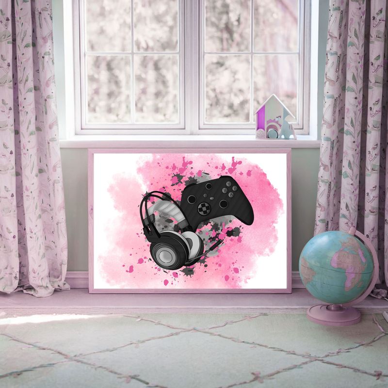 Gamer Pink 1 Nursery Bedroom Decor Print