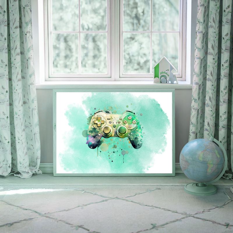 Gamer Green 2 Nursery Bedroom Decor Print