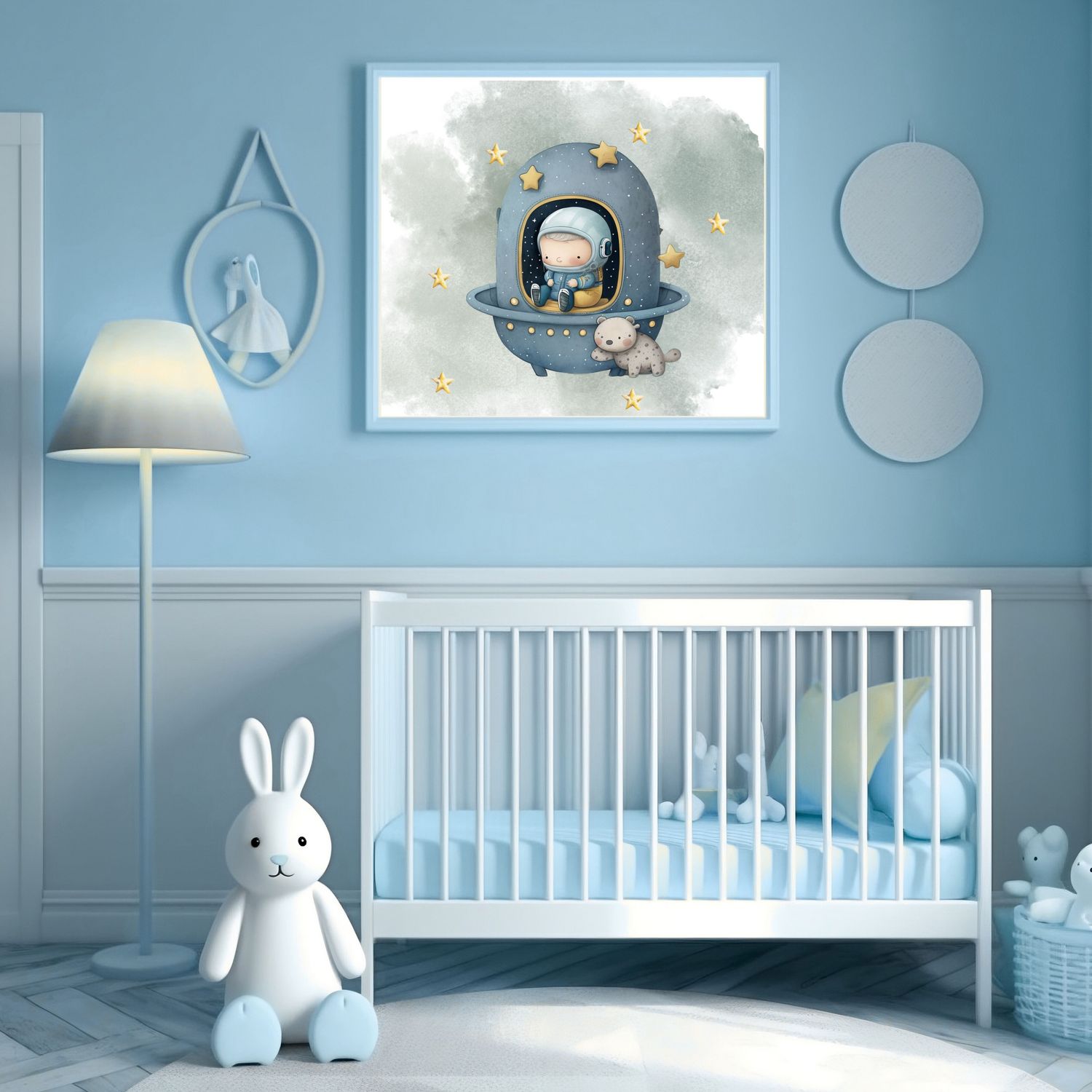 Space Ship Boy 1 Nursery Bedroom Decor Print
