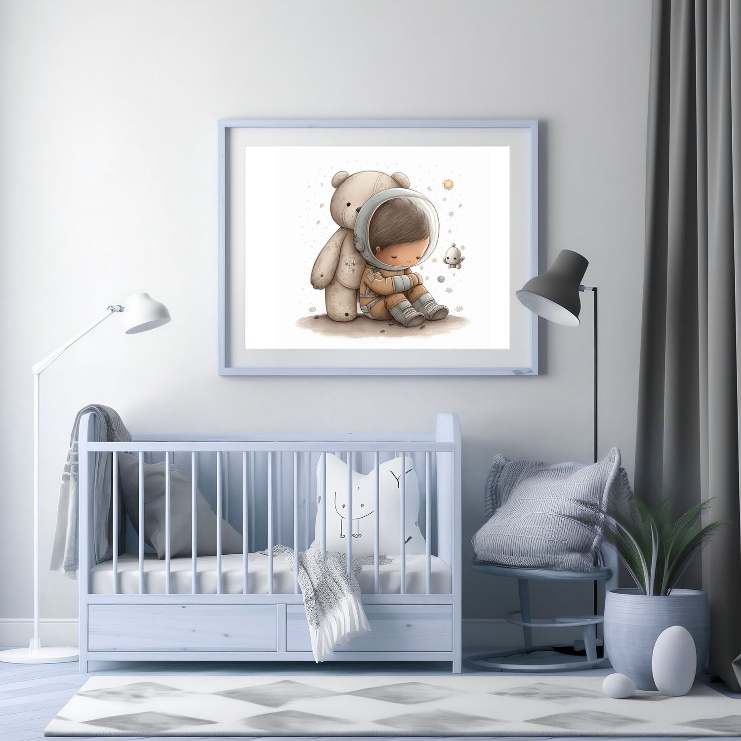 Astronaut Boy 1 Nursery Bedroom Decor Print