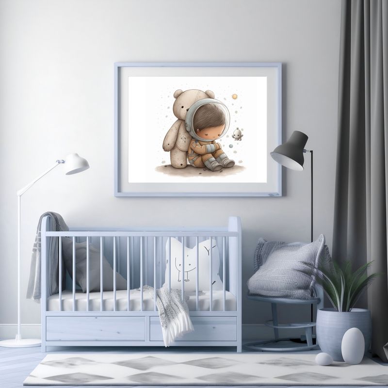 Astronaut Boy 1 Nursery Bedroom Decor Print