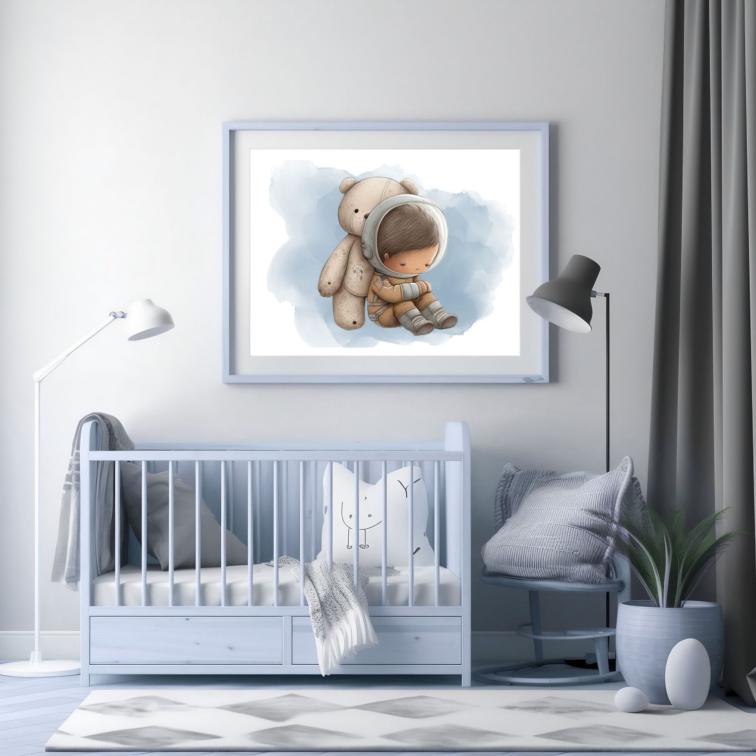 Astronaut Boy 3 Nursery Bedroom Decor Print
