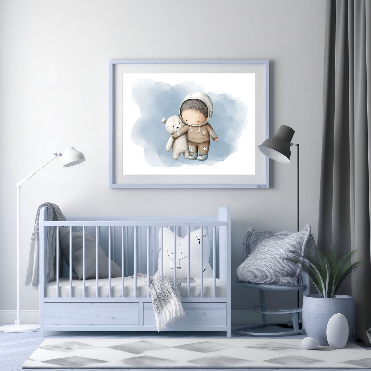 Astronaut Boy 4 Nursery Bedroom Decor Print