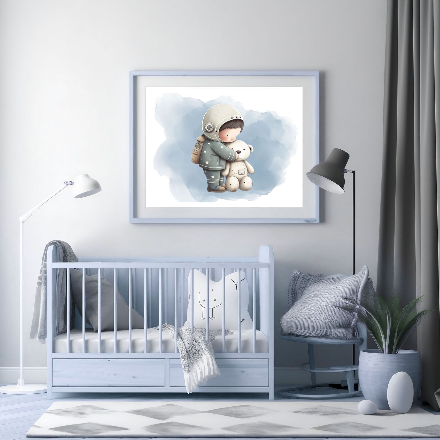 Astronaut Boy 2 Nursery Bedroom Decor Print