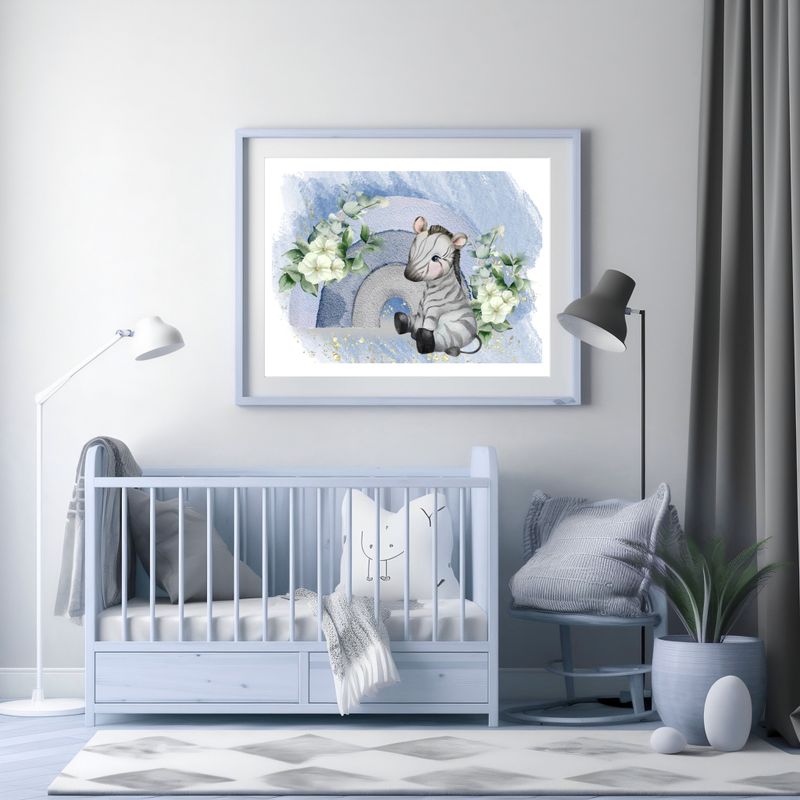 Floral Donkey Rainbow Nursery Bedroom Decor Print
