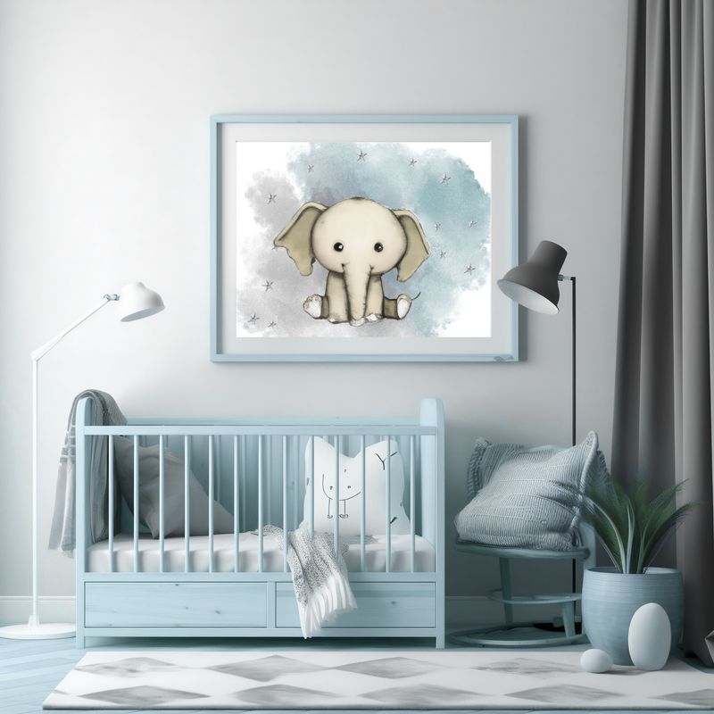 Cute Elephant 2 Splash Nursery Bedroom Decor Print