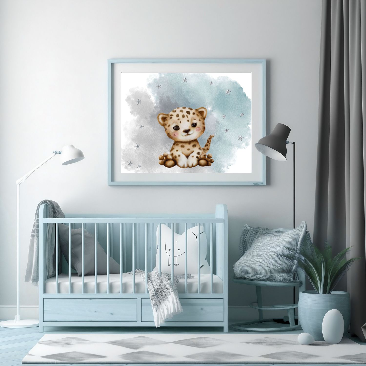 Cute Cheetah Splash Nursery Bedroom Decor Print
