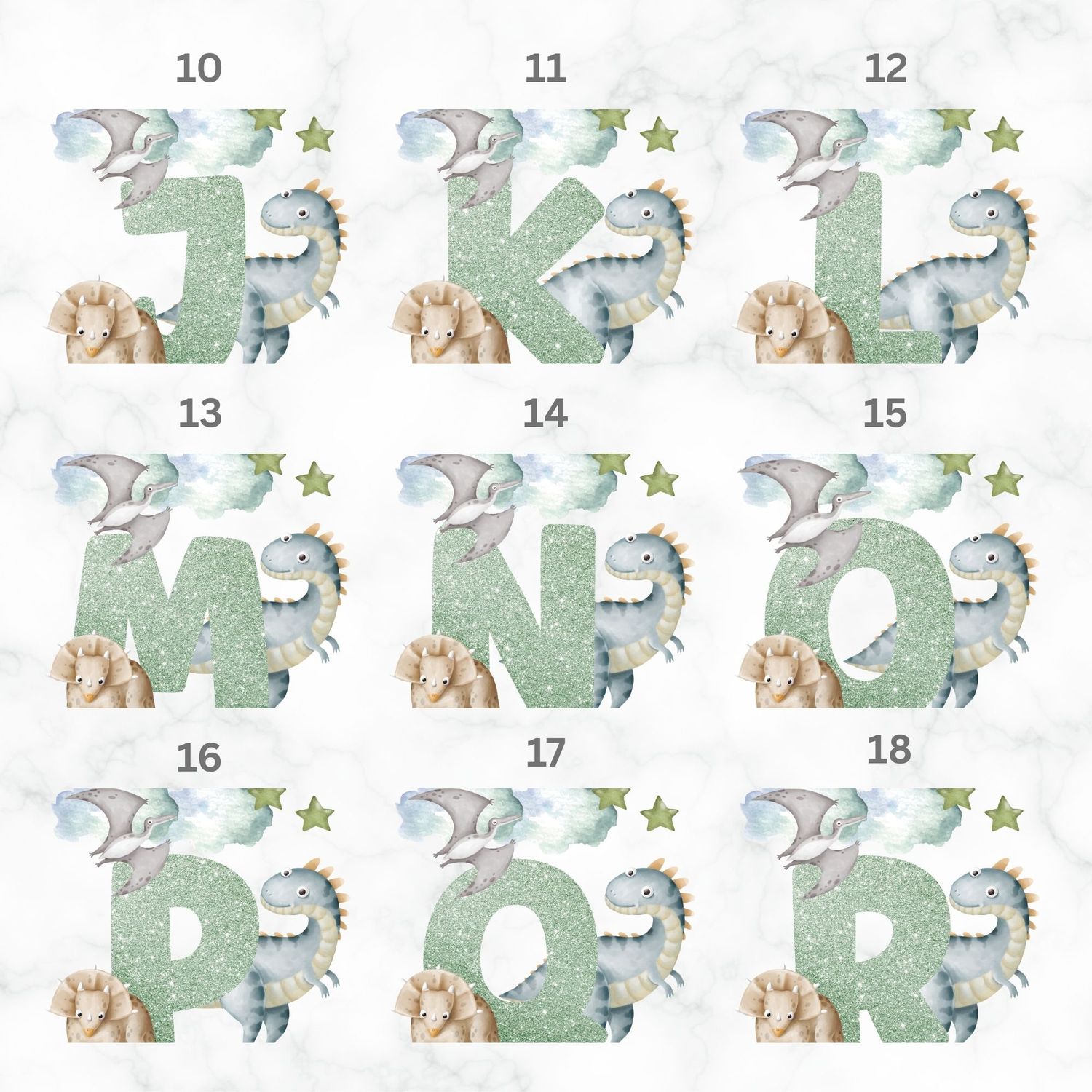 Dinosaur Alphabet Nursery Bedroom Decor Print
