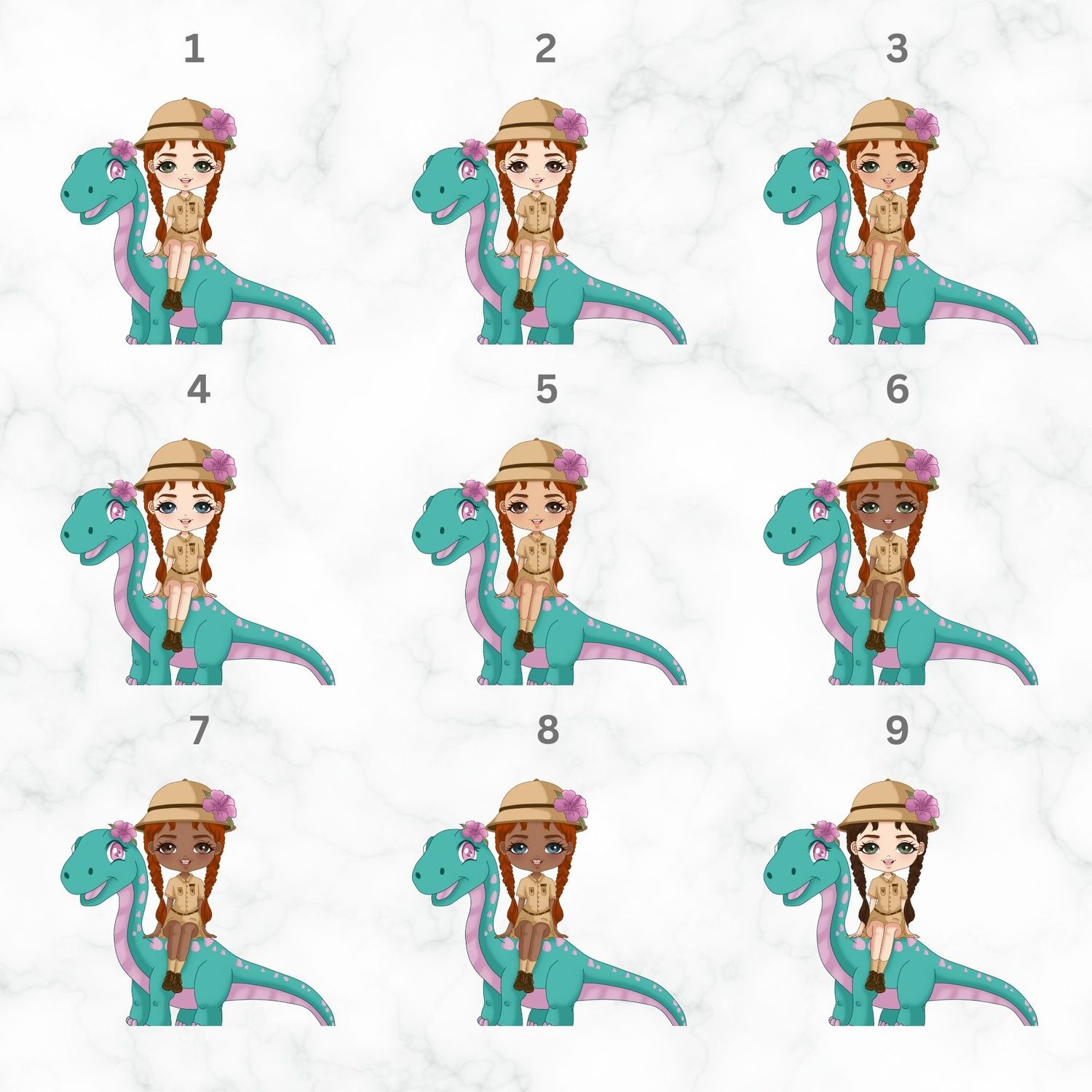 Bronte Dino Doll Nursery Bedroom Decor Print