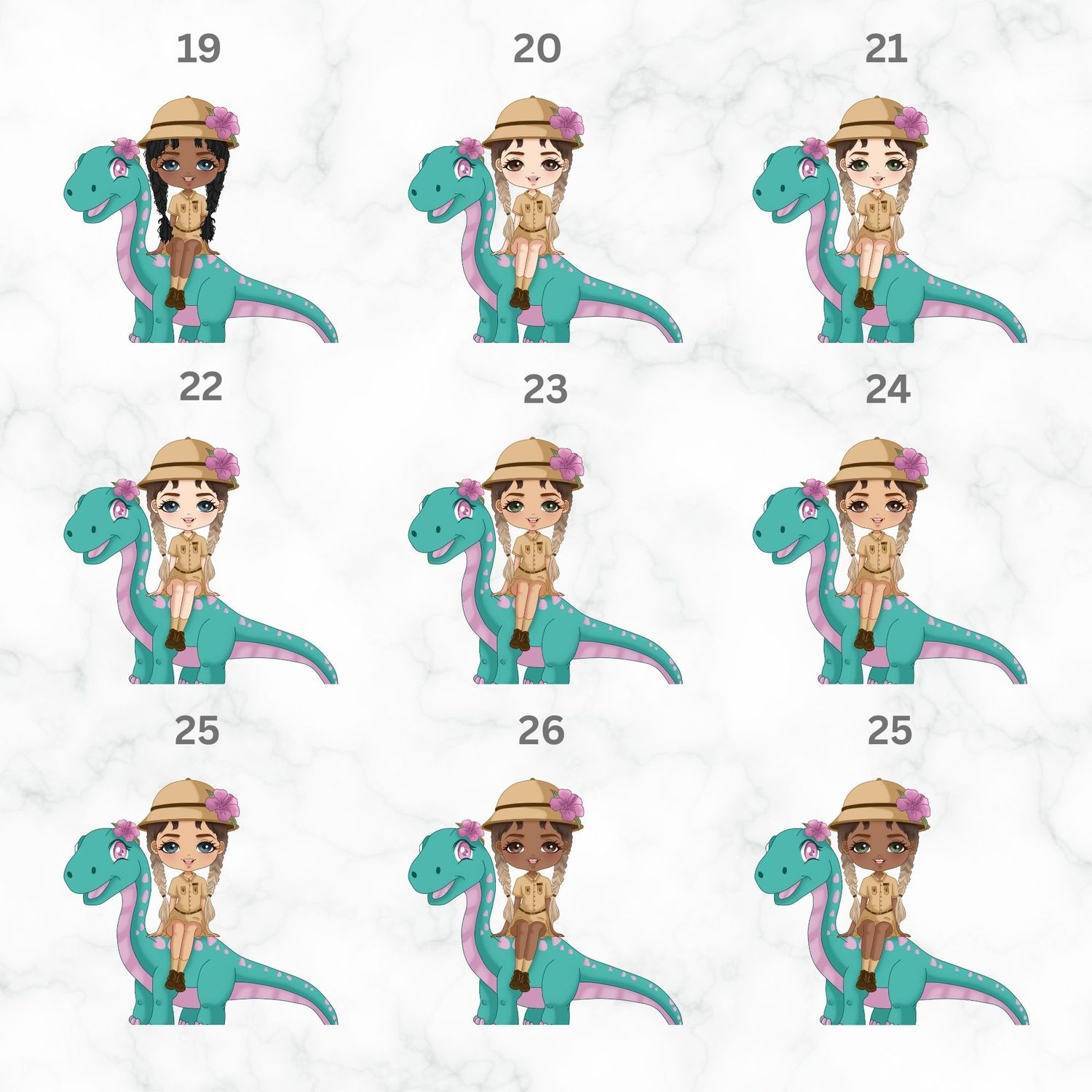 Bronte Dino Doll Nursery Bedroom Decor Print