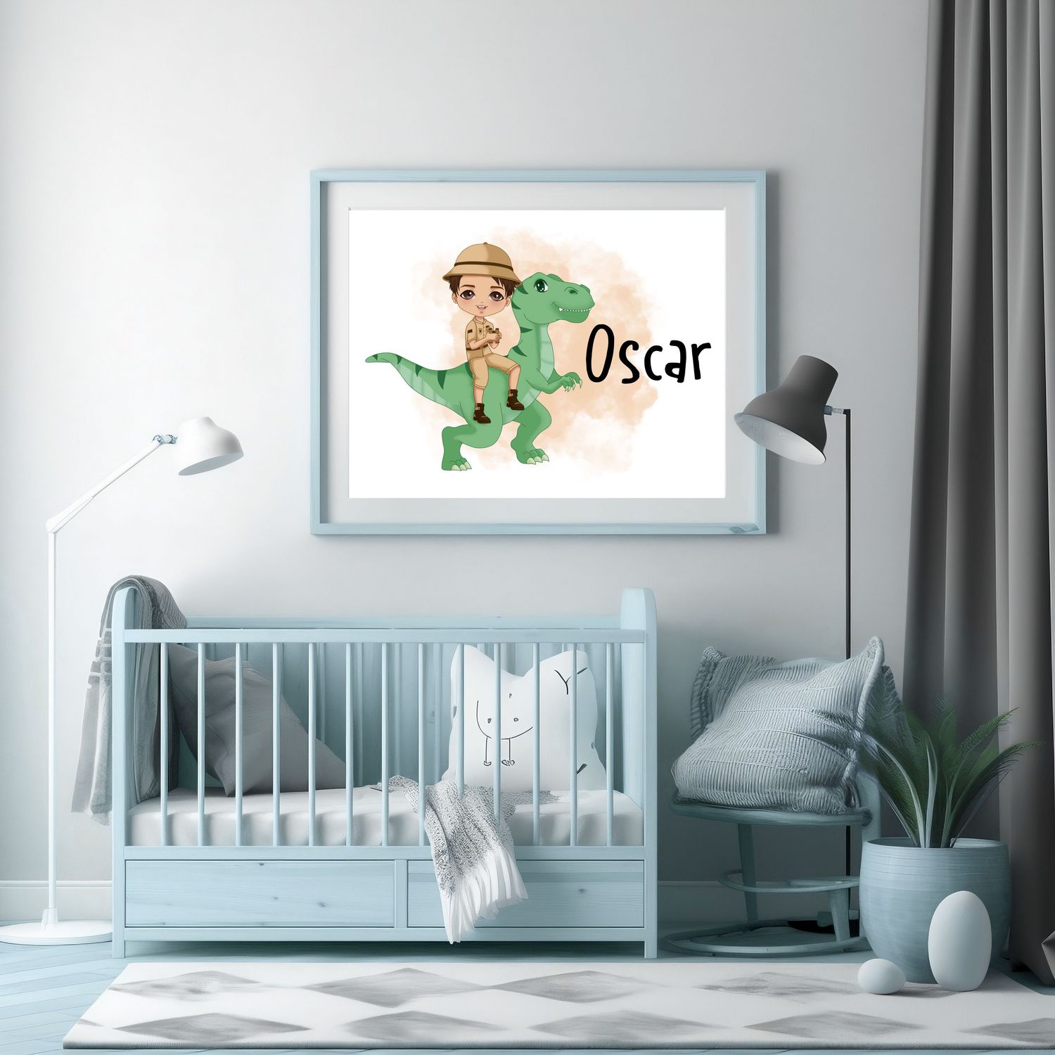 Rex Dino Doll Nursery Bedroom Decor Print