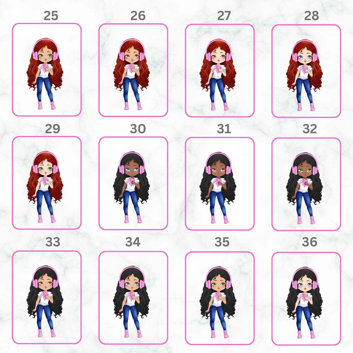 Gamer Girl Doll Nursery Bedroom Decor Print